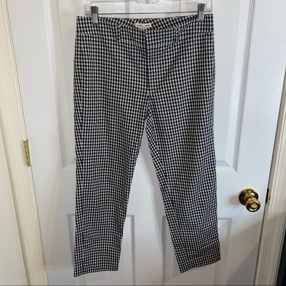 CLUB MONACO BLACK AND WHITE GINGHAM PRINT ANKLE LENGTH STRAIGHT LEG PANTS SIZE 6